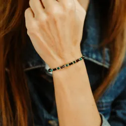 Granat, Malachit, Turmalin - srebrna bransoletka na zdrowie, miłość, kreatywność - Pocałunek Miłości