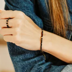 Spinel, Granat - srebrna pozłacana bransoletka na zdrowie, miłość, kreatywność - Pocałunek Miłości