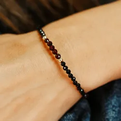 Spinel, Granat - srebrna pozłacana bransoletka na zdrowie, miłość, kreatywność - Pocałunek Miłości