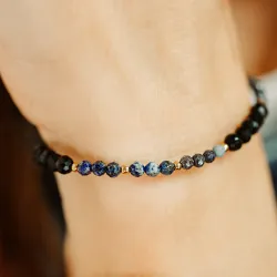 Szafir, Spinel, Lapis Lazuli - srebrna pozłacana bransoletka na zdrowie, miłość, intuicję - Duchowe Przebudzenie