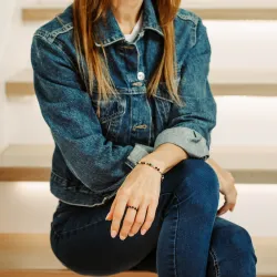 Spektrolit, Turmalin, Akwamaryn - srebrna pozłacana bransoletka na szczęście, ochronę, koncentrację - Ezoteryczna Elegancja