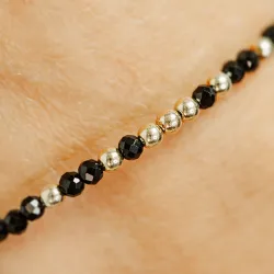 Spinel - srebrna pozłacana bransoletka na ochronę, bogactwo, koncentrację - Leonidy