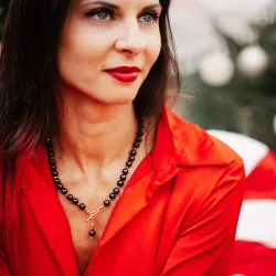 Granat, Hematyt - srebrny pozłacany naszyjnik na zdrowie, miłość, kreatywność - Pocałunek Miłości