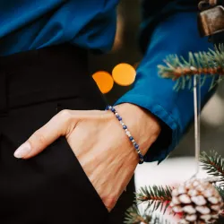 Kyanit, Sodalit, Chalcedon - srebrna bransoletka na zdrowie, duchowość, uzdrawianie - Refleksja Zdrowia