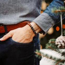 Tygrysie Oko, Lawa Wulkaniczna, Onyks - bransoletka męska na bogactwo, sukces, siłę - Jego styl