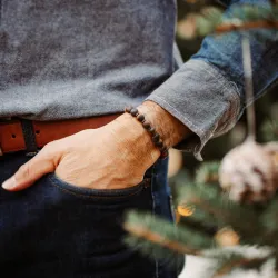 Tygrysie Oko, Hematyt - bransoletka męska na sznurku na bogactwo, sukces, siłę - Jego styl