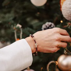 Cytryn, Granat, Hematyt - srebro pozłacane bransoletka na sukces, szczęście, bogactwo - Stella