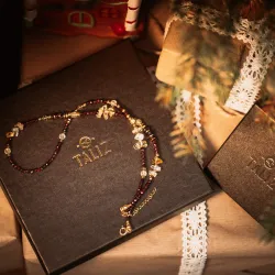 Cytryn, Granat, Hematyt - srebro pozłacane naszyjnik na sukces, szczęście, bogactwo - Stella