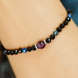 Onyks, Ametyst, Kyanit - bransoletka na koncentrację, miłość, sukces - Energia Sukcesu