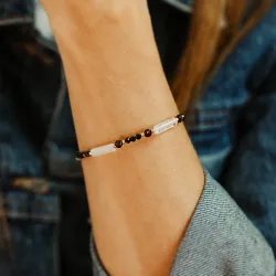 Spinel, Granat, Kryształ Górski - srebrna pozłacana bransoletka na ochronę, bogactwo, koncentrację - Wewnętrzna Ochrona