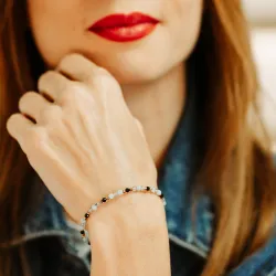 Jadeit, Labradoryt, Spinel - srebrna pozłacana bransoletka na odwagę, radość, sukces - Energia Sukcesu