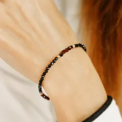 Spinel, Granat - srebrna pozłacana bransoletka na zdrowie, miłość, kreatywność - Pocałunek Miłości