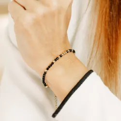 Spinel - srebrna pozłacana bransoletka na ochronę, bogactwo, koncentrację - Leonidy