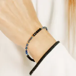 Szafir, Spinel, Lapis Lazuli - srebrna pozłacana bransoletka na zdrowie, miłość, intuicję - Duchowe Przebudzenie