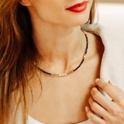 Spinel, Perła - srebrny pozłacany naszyjnik na ochronę, bogactwo, koncentrację - Skarby Oceanu