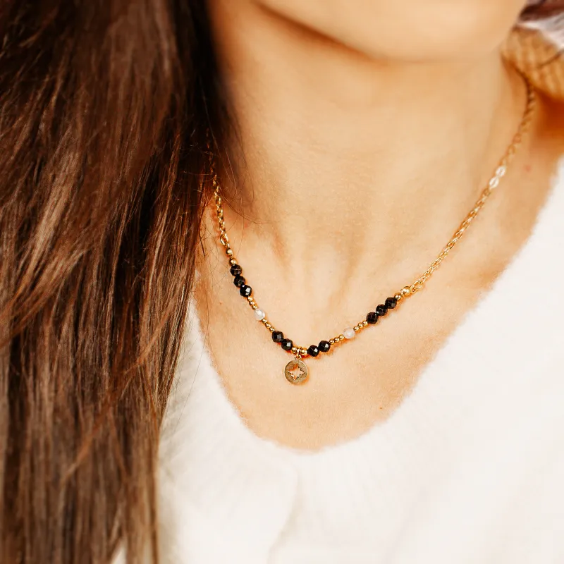 Turmalin, Labradoryt, Hematyt - naszyjnik na ochronę, bogactwo, uzdrowienie - Stella