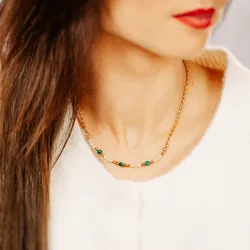 Malachit, Cytryn, Hematyt - naszyjnik na odwagę, siłę, spokój - Stella