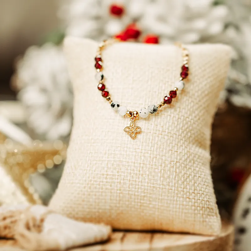 Granat, Kamień Księżycowy, Hematyt - naszyjnik na zdrowie, miłość, kreatywność - Stella