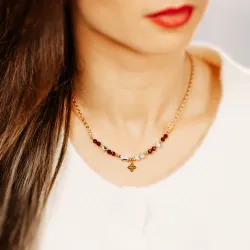 Granat, Kamień Księżycowy, Hematyt - naszyjnik na zdrowie, miłość, kreatywność - Stella