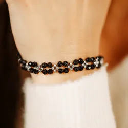 Turmalin, Hematyt - srebro bransoletka na ochronę, bogactwo, uzdrowienie - Stella