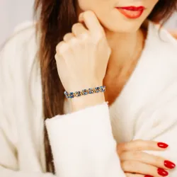 Lapis Lazuli, Hematyt - srebro pozłacane bransoletka na zdrowie, intuicję, duchowość - Stella