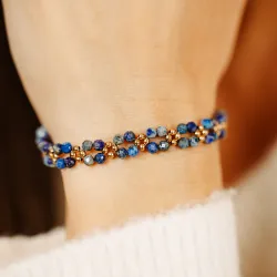 Lapis Lazuli, Hematyt - srebro pozłacane bransoletka na zdrowie, intuicję, duchowość - Stella