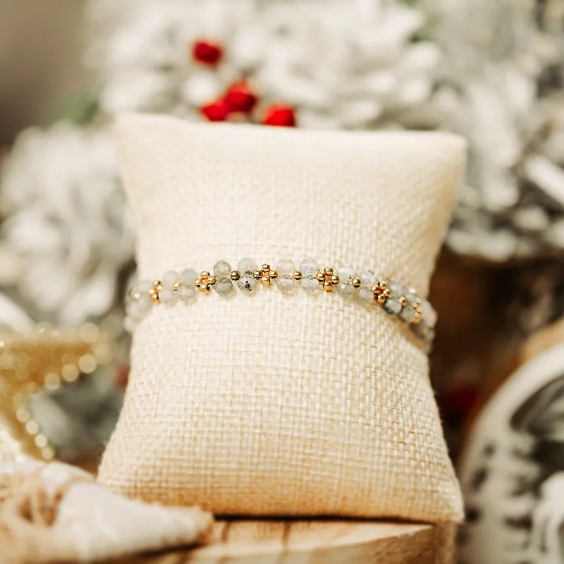 Labradoryt, Hematyt - srebro pozłacane bransoletka na odwagę, duchowość, kreatywność - Stella