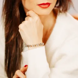 Labradoryt, Hematyt - srebro pozłacane bransoletka na odwagę, duchowość, kreatywność - Stella