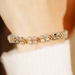 Labradoryt, Hematyt - srebro pozłacane bransoletka na odwagę, duchowość, kreatywność - Stella