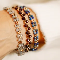 Labradoryt, Hematyt - srebro pozłacane bransoletka na odwagę, duchowość, kreatywność - Stella