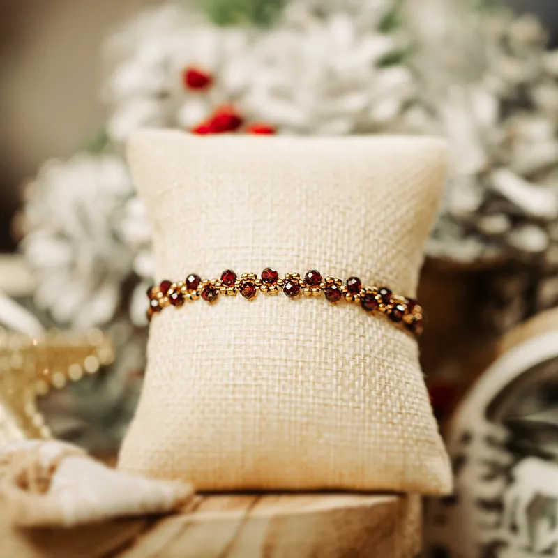 Granat, Hematyt - srebro pozłacane bransoletka na zdrowie, miłość, kreatywność - Stella