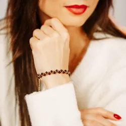 Granat, Hematyt - srebro pozłacane bransoletka na zdrowie, miłość, kreatywność - Stella