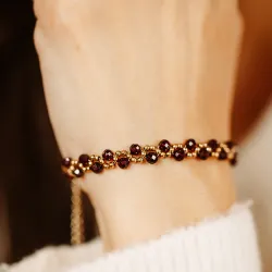 Granat, Hematyt - srebro pozłacane bransoletka na zdrowie, miłość, kreatywność - Stella