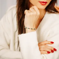 Cytryn, Malachit, Ametyst - srebrna pozłacana bransoletka na koncentrację, miłość, bogactwo - Symfonia Bogactwa