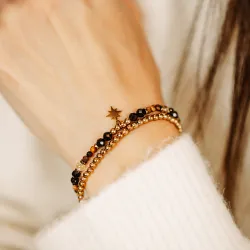 Tygrysie Oko, Cytryn, Turmalin - bransoletka na ochronę, bogactwo, uzdrowienie - Stella