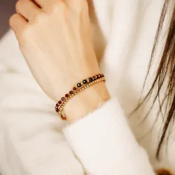 Granat, turmalin, Hematyt - bransoletka na zdrowie, miłość, kreatywność - Stella