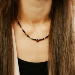 Ametyst, Kryształ Górski, Turmalin - srebro pozłacane naszyjnik na intuicję, sukces, uzdrowienie - Lumina