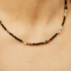 Szmaragd, Kamień Księżycowy, Jaspis - srebro pozłacane naszyjnik na miłość, spokój, ochronę - Rak