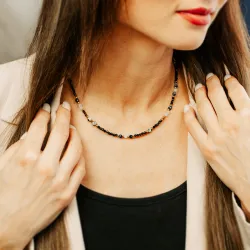 Akwamaryn, Kyanit, Jaspis - srebro pozłacane naszyjnik na zdrowie, odwagę, harmonię - Waga