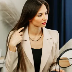 Ametyst, Granat, Malachit - srebro pozłacane naszyjnik na koncentrację, miłość, sukces - Skorpion