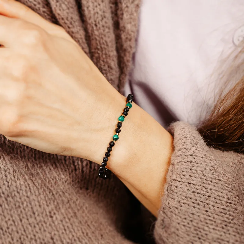 Turmalin, Malachit, Hematyt - bransoletka na odwagę, siłę, spokój - Ona i On