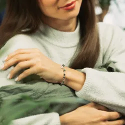 Szmaragd, Kamień Księżycowy, Jaspis - srebrna bransoletka na miłość, spokój, ochronę - Rak