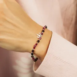Rubin, Granat, Turmalin - srebrna bransoletka na radość, miłość, szczęście - Baran