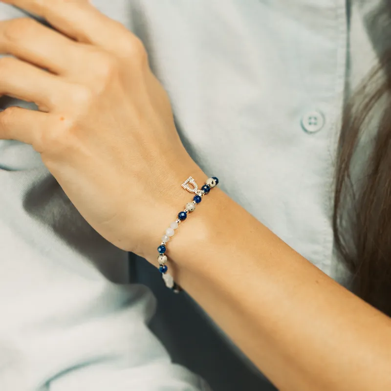 Akwamaryn, Kyanit, Jaspis - srebrna bransoletka na zdrowie, odwagę, harmonię - Waga