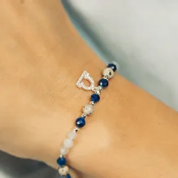 Akwamaryn, Kyanit, Jaspis - srebrna bransoletka na zdrowie, odwagę, harmonię - Waga