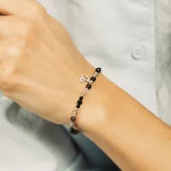 Turmalin, Kwarc Dymny, Kamień Księżycowy - srebrna na ochronę, bogactwo, uzdrowienie - Koziorożec