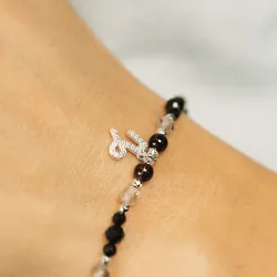 Turmalin, Kwarc Dymny, Kamień Księżycowy - srebrna na ochronę, bogactwo, uzdrowienie - Koziorożec