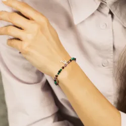 Ametyst, Malachit, Granat - srebrna bransoletka na koncentrację, miłość, sukces - Skorpion