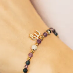 Ametyst, Jaspis, Szafir - srebrna pozłacana bransoletka na koncentrację, miłość, sukces - Panna