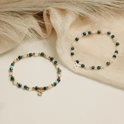 Agat, Kwarc Różowy, Szafir - srebrna bransoletka na koncentrację, siłę, harmonię - Byk